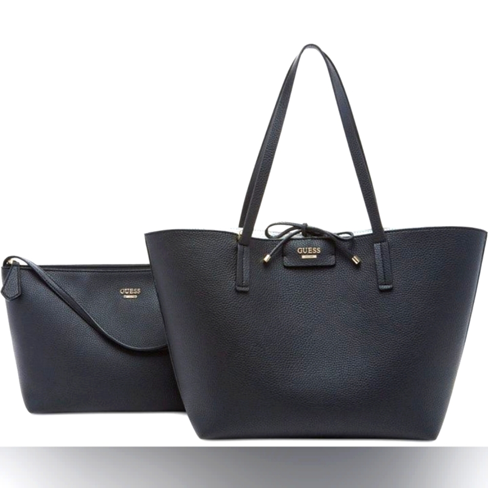 GUESS Bobbi Inside Out Reversible Tote Bag, Black/White